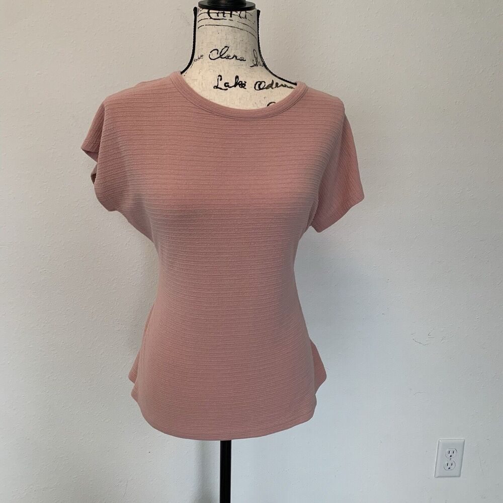 Tahari Pink Short Sleeve Tie Back Blouse Size L Business Casual